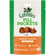 Greenies Pill Pockets Dog Soft Treats, Cheese Flavor, 3.2 oz. Pack (30 Treats), Shelf-Stable