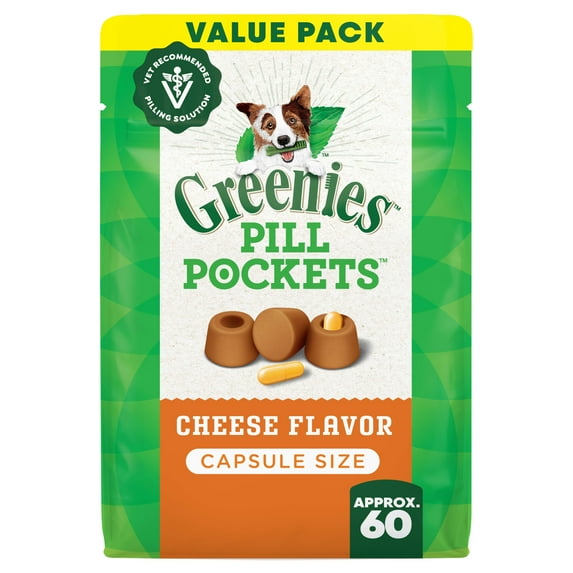 Greenies Pill Pockets for Dogs Cheese Flavor Large, Capsule Size Soft Dog Treats, 15.8 oz, (60 Pk)