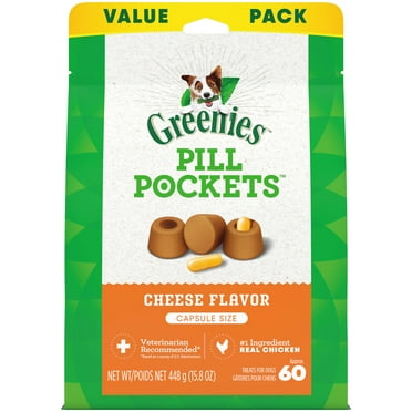 Greenies Pill Pockets For Dogs Cheese Flavor Large, Capsule Size Soft Dog Treats, 15.8 Oz, (60 Pk)