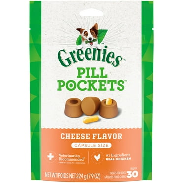 Greenies Pill Pockets For Dogs Cheese Flavor Large, Capsule Size Soft Dog Treats, 7.9 Oz, (30 Pk)