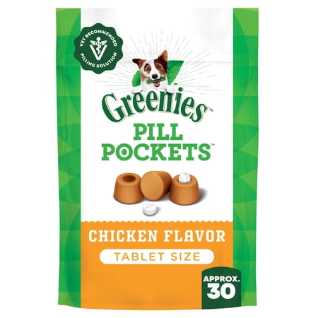 Greenies Pill Pockets for Dogs Small Size, Tablet Dog Treats, Chicken Flavor, 3.2 oz. Pouch