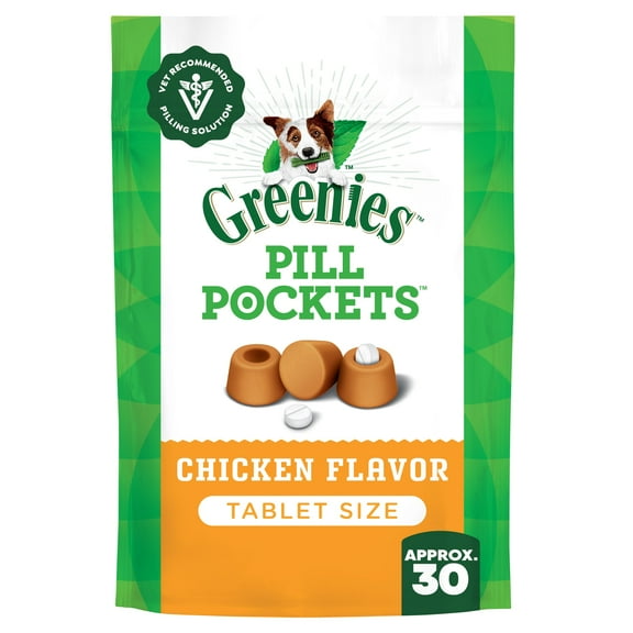 Greenies Pill Pockets for Dogs Chicken Flavor Small, Tablet Size Soft Dog Treats, 3.2 oz, (30 Pk)