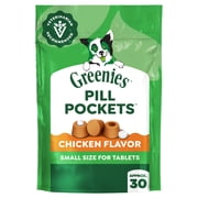 Greenies Pill Pockets for Dogs Chicken Flavor Small Size Soft Dog Treats, 3.2 oz Pouch