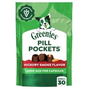 Greenies Pill Pockets for Dogs Capsule Size Natural Soft Dog Treats, Hickory Smoke Flavor, 7.9 oz Pack (30 Treats)