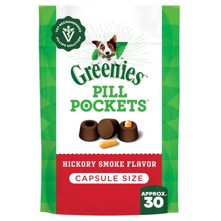 Greenies Pill Pockets for Dogs Hickory Smoke Large, Capsule Size Soft Dog Treats, 7.9 oz (30 Pk)