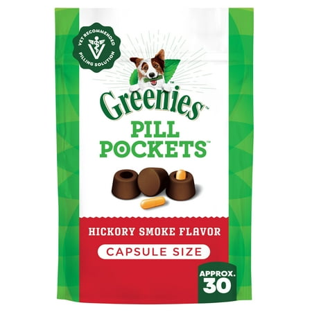 Greenies Pill Pockets For Dogs Hickory Smoke Large, Capsule Size Soft Dog Treats, 7.9 Oz (30 Pk)