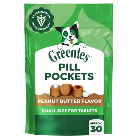 Greenies Pill Pockets Peanut Butter Flavor Small Size Dog Treats, 3.2 oz Pouch