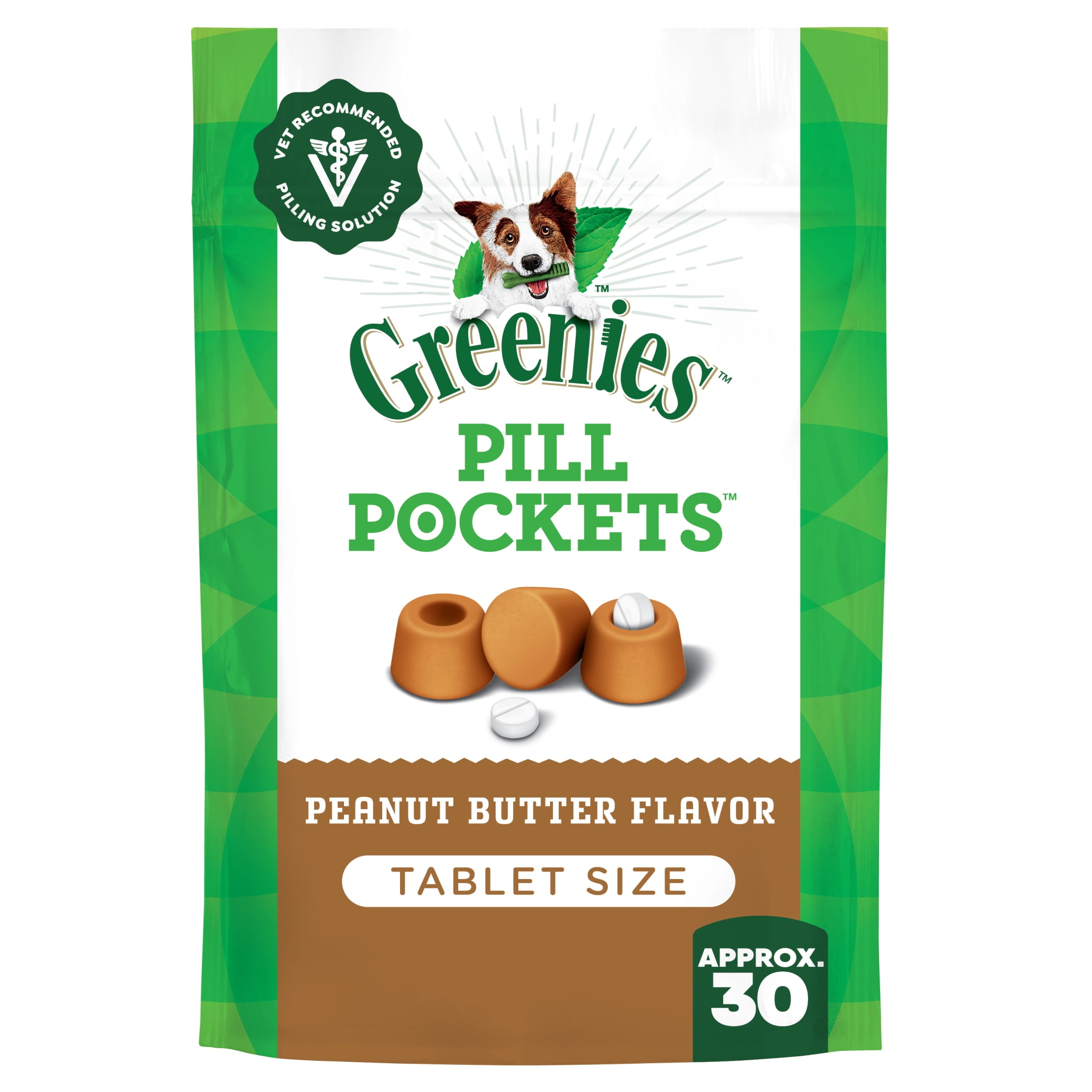 Greenies Pill Pockets for Dogs Peanut Butter Small, Tablet Size Soft Dog Treats, 3.2 oz, (30 Pk)