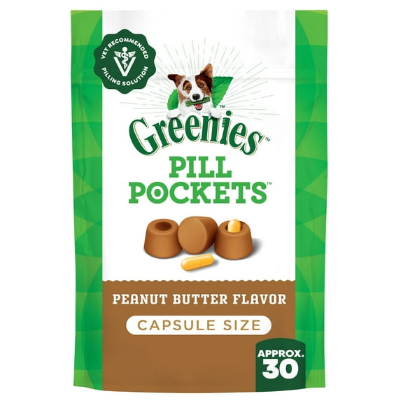 Greenies Pill Pockets for Dogs Peanut Butter Large, Capsule Size Soft Dog Treats, 7.9 oz, (30 Pk)