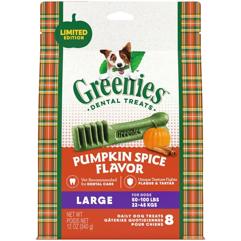 Greenies Pumpkin Spice Flavor Large Dog Dental Chews 12 Ounces 8 Treats Walmart