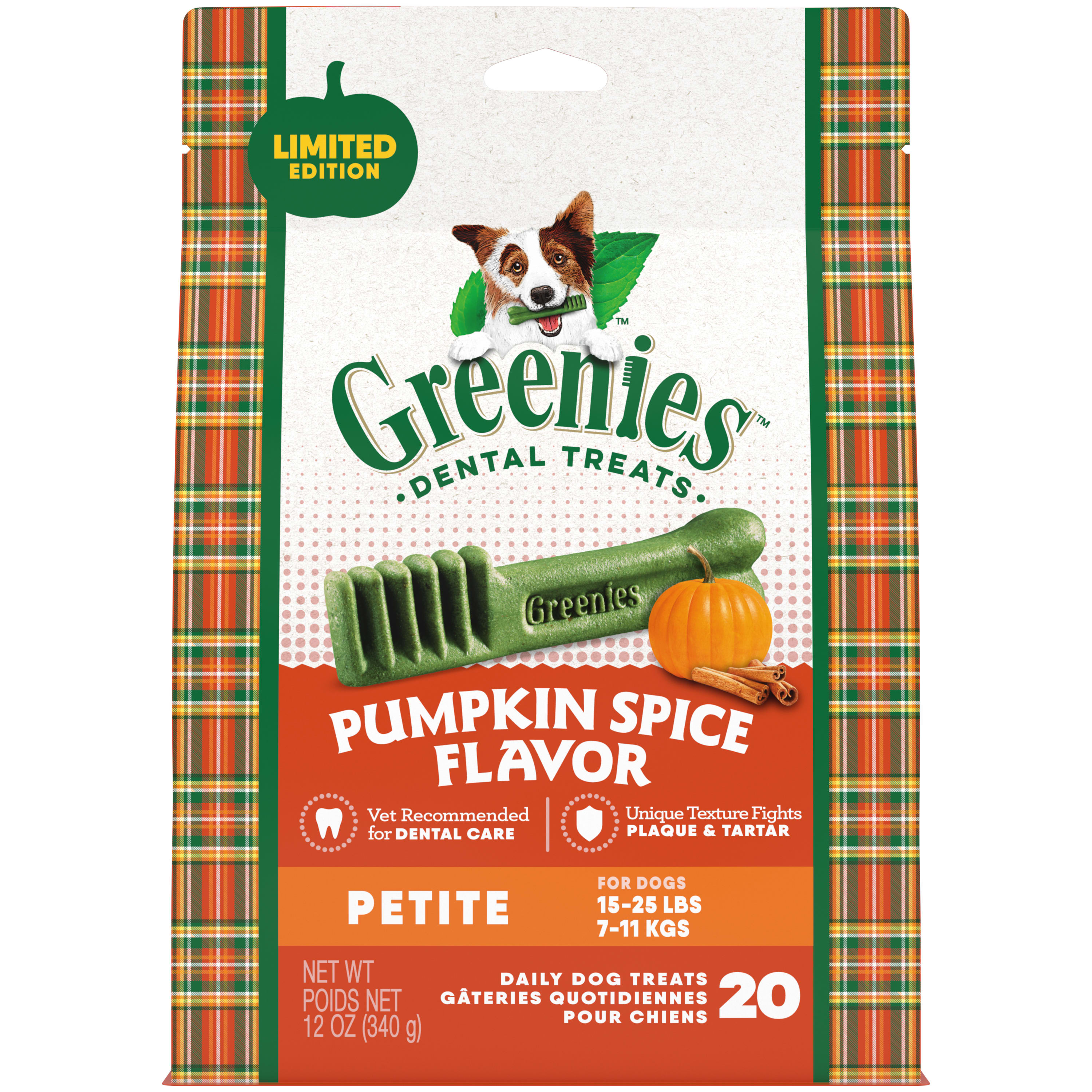 Greenies Pumpkin Spice Flavor Petite Dental Dog Treats, 12 oz. (20 Treats) - image 1 of 14