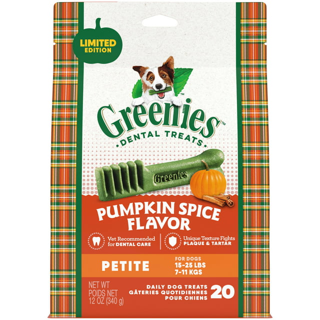 Greenies Pumpkin Spice Flavor Petite Dental Dog Treats, 12 oz. (20 Treats)