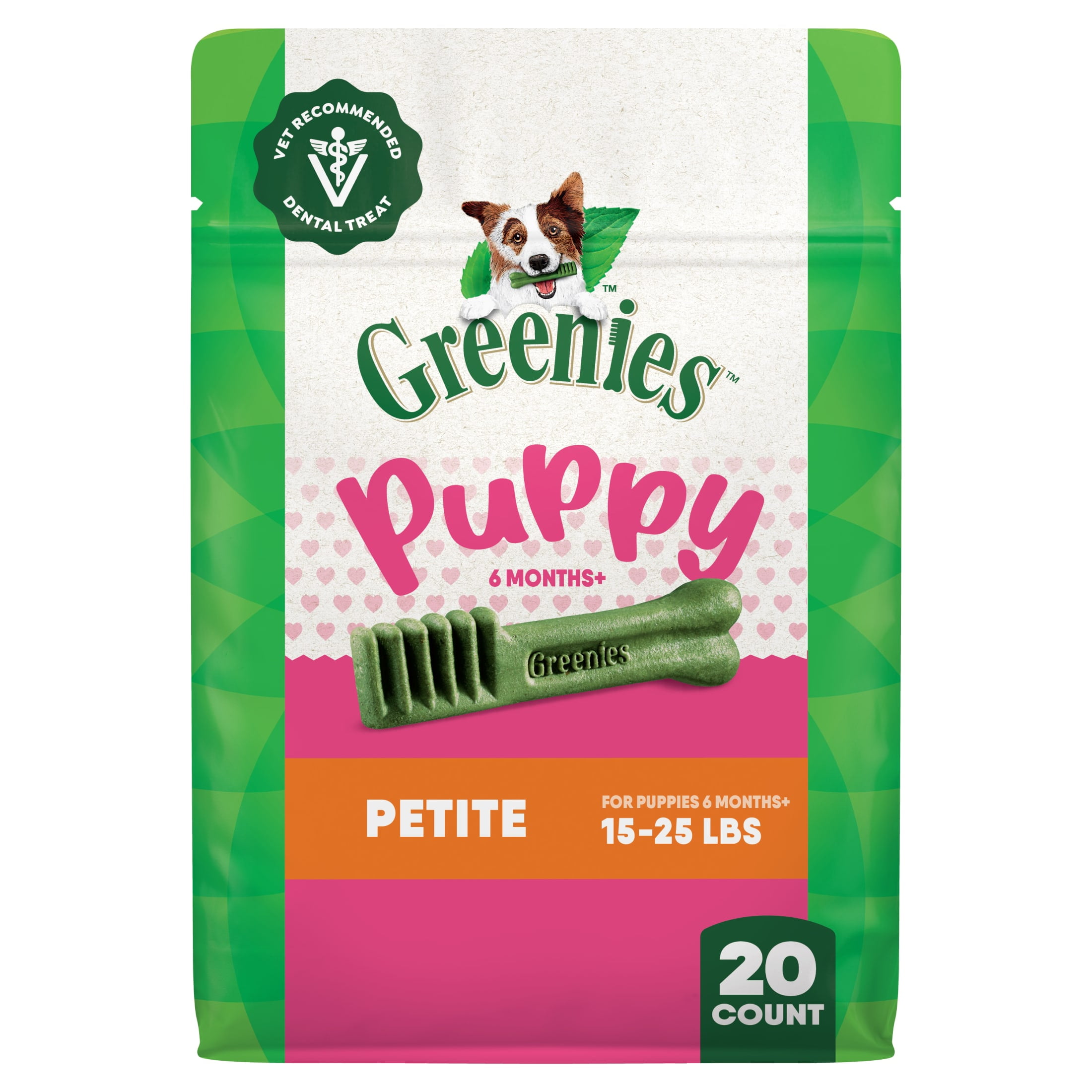 Greenies Natural Dental Puppy Treats Petite Size, Chicken Flavor, 12 oz Pack (20 Count)