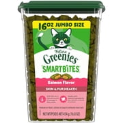 Greenies Feline Smartbites Salmon Flavor Skin & Fur Health Cat Treats, 16 oz Tub