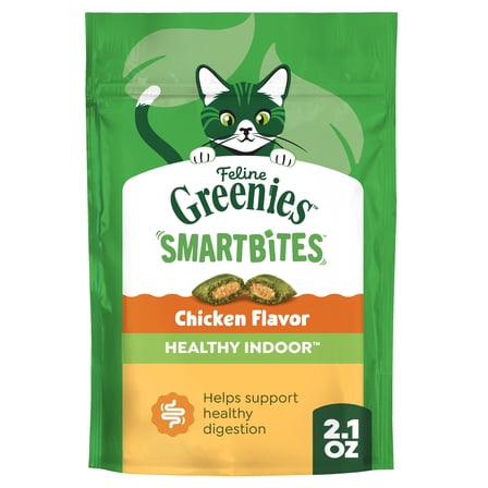 Greenies Feline Smartbites Chicken Flavor Healthy Indoor Cat Treats, 2.1 oz Pack