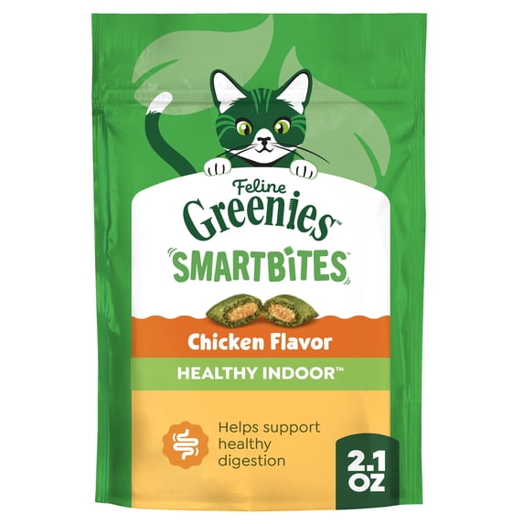Greenies Feline Smartbites Chicken Flavor Healthy Indoor Cat Treats, 2.1 oz Pack