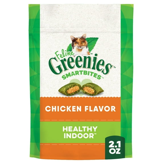 Greenies Feline Smartbites Chicken Flavor Healthy Indoor Cat Treats, 2.1 oz Pack