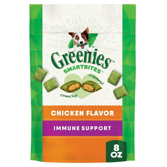 Greenies Smartbites Immune Support Crunchy & Soft Dog Treats, Chicken Flavor, 8 oz Pack