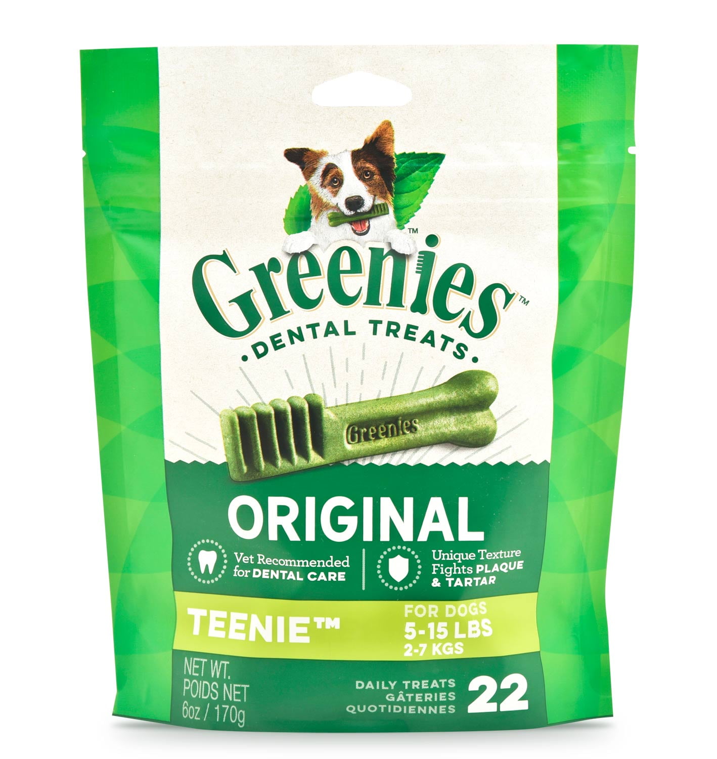 GREENIES Original TEENIE Natural Dental Care Dog Treats, 6 oz. Pack (22 Treats)