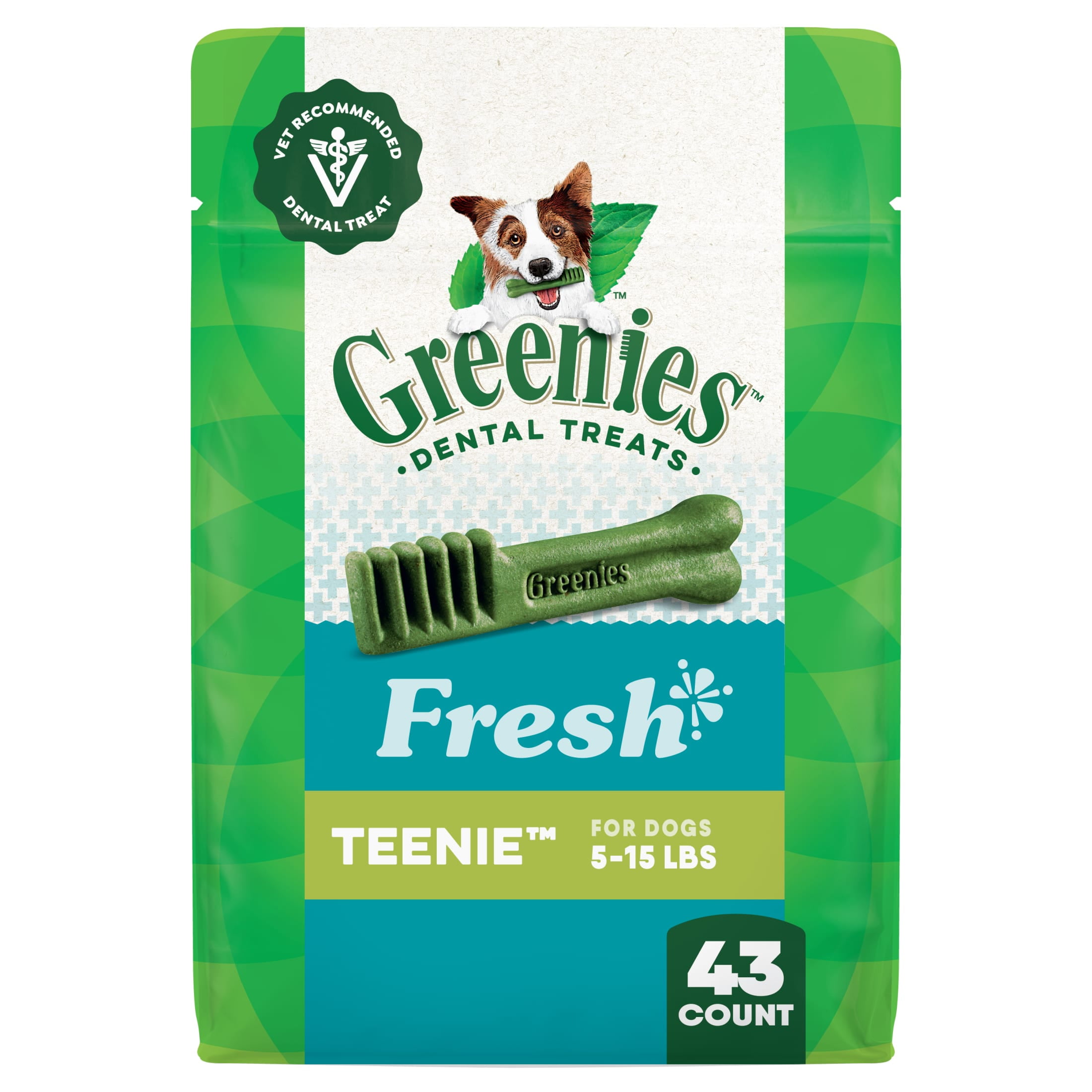 Greenies Fresh Flavor Adult Natural Dental Dog Treats Teenie Size, 12 oz Pack (43 Count)