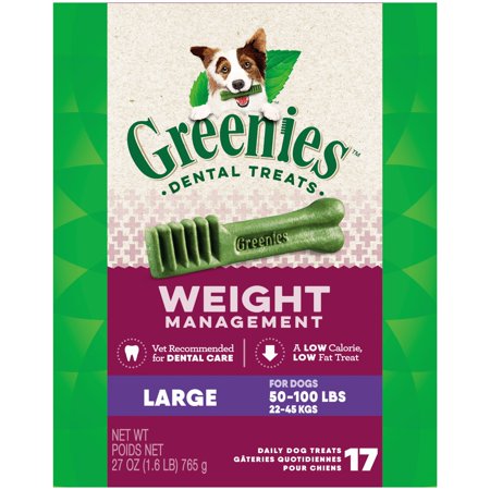 Greenies Weight Management Large Natural Dog Dental Care Chews Weight Control Dog Treats, 27 Oz Pack (17 Treats)