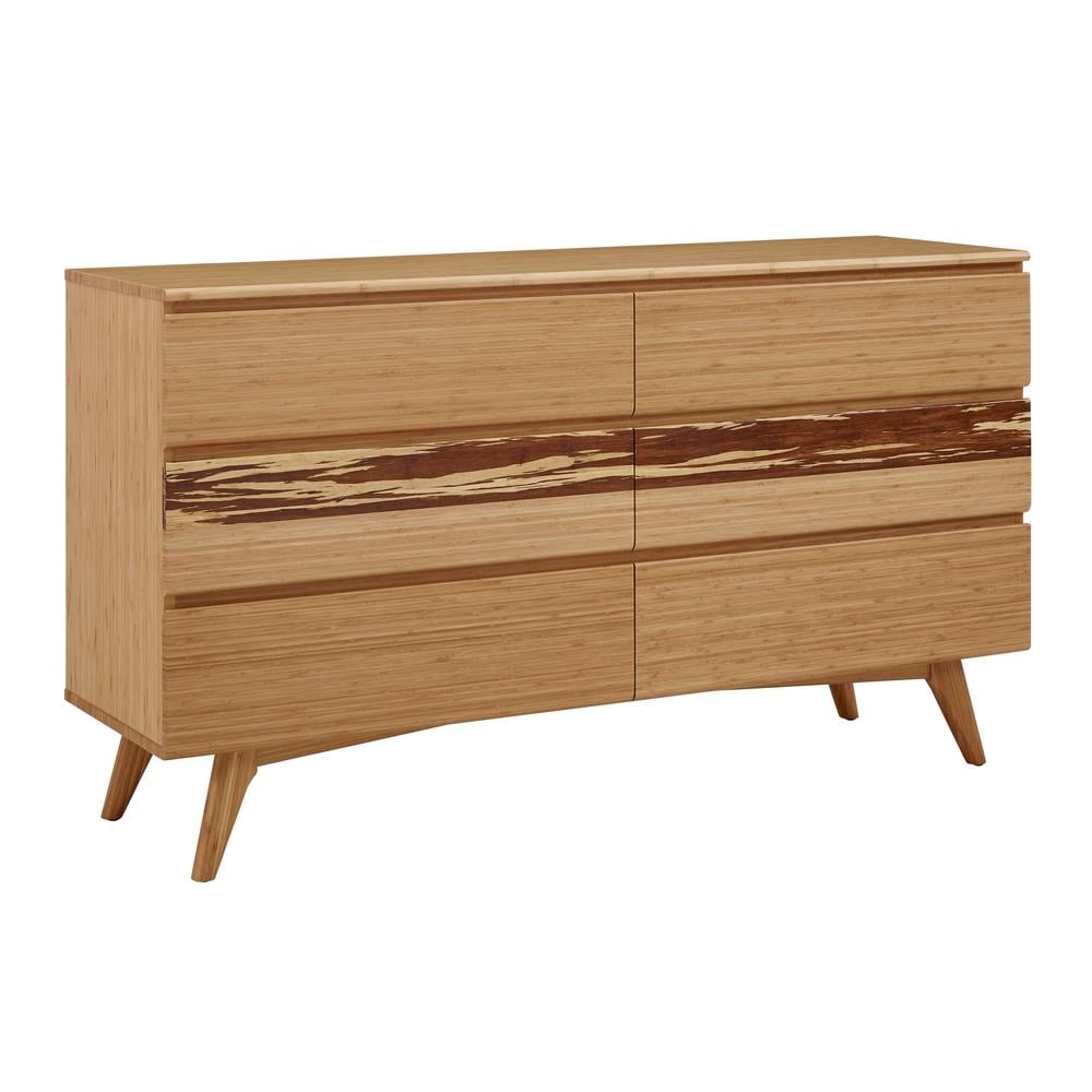 Azara Mid-century Caramelized Bamboo 6-Drawer Dresser