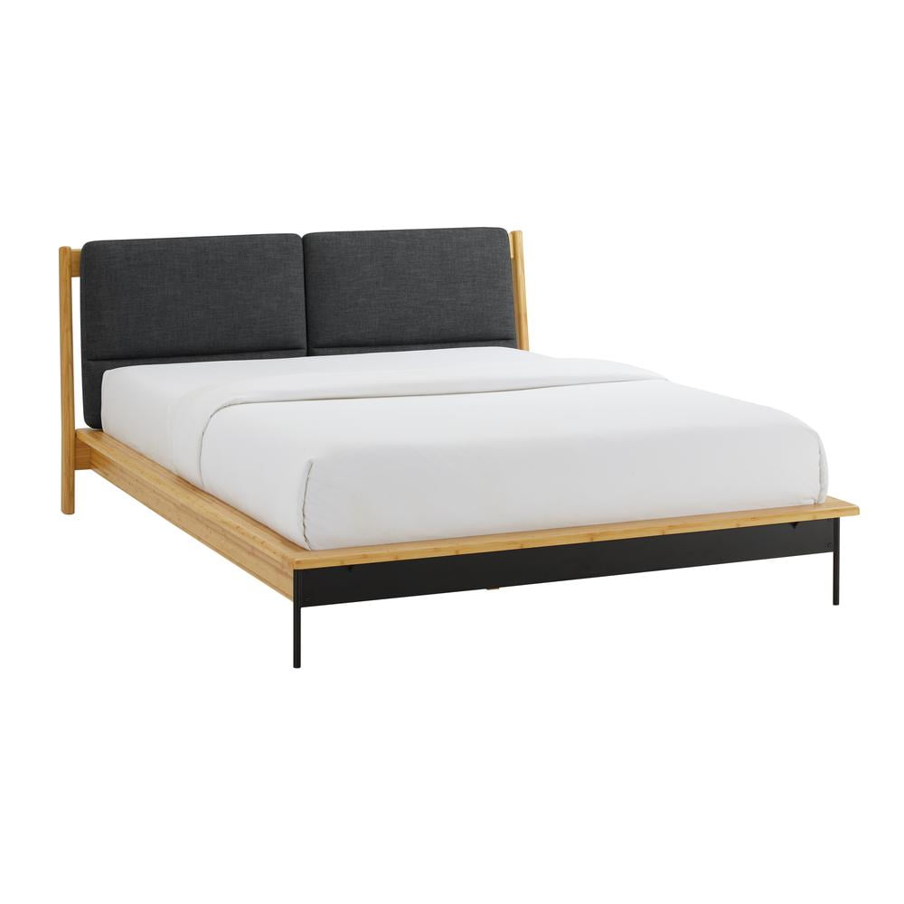 Greenington Santa Cruz King Platform Bed with Fabric, Wheat