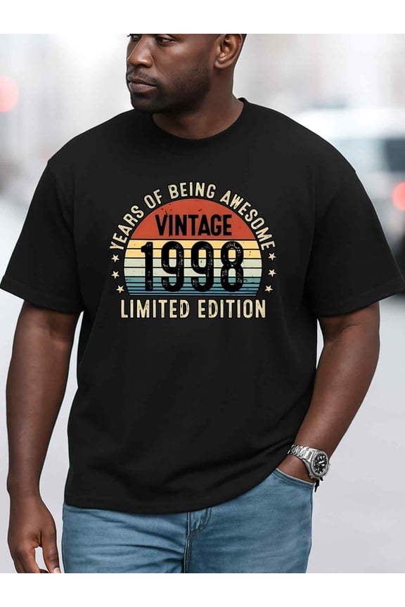 1998 Vintage Awesome Tee Men t-shirt black funny graphic tees Spring and summer outdoor wear Unique Design Unisex Shirt Printed tshirts