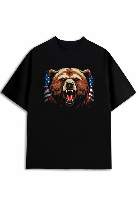 American Bear Pride Tee Men t-shirt black summer graphic tees Spring and summer outdoor loungewear Retro Unisex Shirt Short Sleeve tshirts