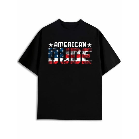 Greenink American Dude Flag Tee Mens t shirt black short casual New spring and fall printed T-shirts, fashionable and trendy Basic Unisex Shirt Printed tshirts