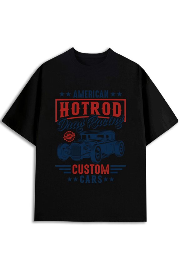 American Hot Rod Drag Racing mens t-shirts black elegantly graphic Spring and summer outdoor loungewear Classic Unisex Shirt Printed tshirts