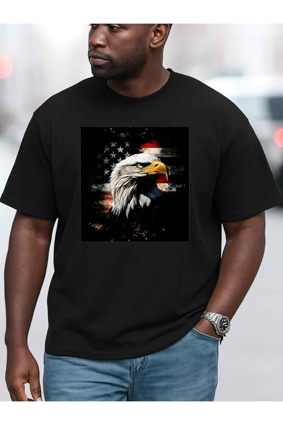 American Pride Eagle Flag Tee Mens Crew neck T-shirts black short graphic tees Daily and weekend wear Fashion Unisex Shirt Graphic tshirts