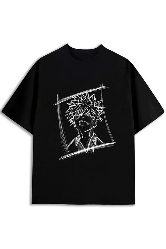 Anime Character Sketch T-Shirt mens t shirts black limited edition graphic Spring and summer outdoor wear Funny Unisex Shirt Graphic Tee tshirts