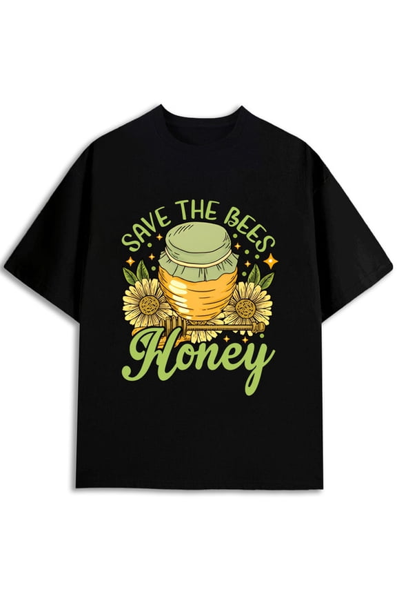 Save Bees, Honey T-Shirt men's t shirts black limited edition top Fashionable summer T-shirt, machine washable Trendy Unisex Shirt Printed tshirts
