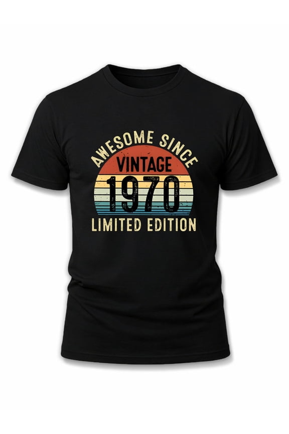 Awesome Since 1970 Tee Men funny t shirts black 2026 limited edition Fashionable summer T-shirt, machine washable Basic Unisex Shirt Cotton tshirts