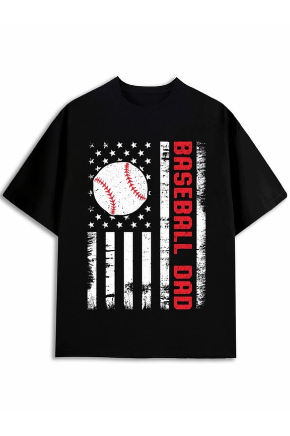 Baseball Dad Flag Tee Men t shirt black funny summer Hip-hop street style Daily and weekend wear Casual Unisex Shirt Graphic tshirts