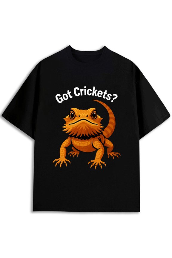 Bearded Dragon Crickets Tee for men round neck T-shirt black summer limited edition Casual sportswear Fashion Unisex Shirt Graphic tshirts