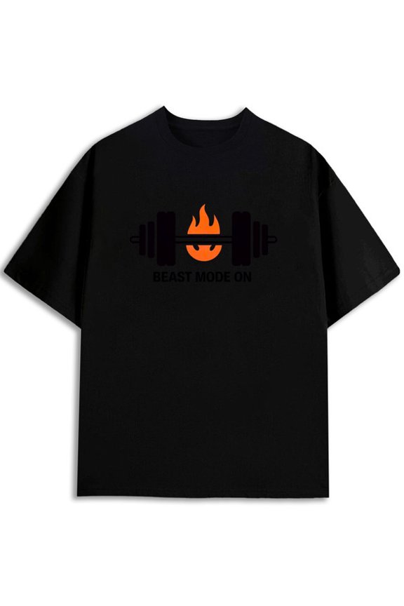 Beast Mode On Workout Tee Mens funny t shirts black graphic summer fun and playful, cool T-shirt, funny T-shirt Fashion Unisex Shirt Crewneck tshirts