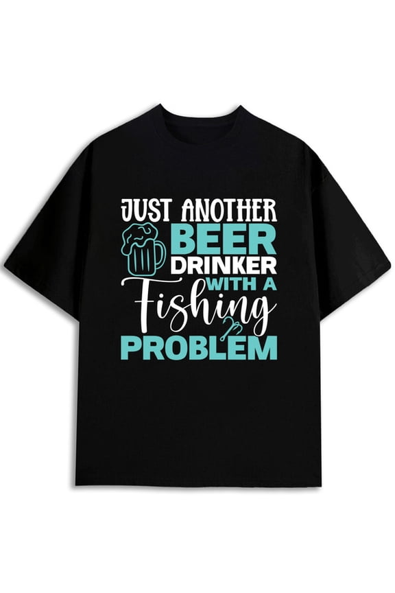 Beer Drinker Fishing Tee for men t-shirt black graphic tees gifts Comfortable loose T-shirt Unique Design Unisex Shirt Crewneck tshirts