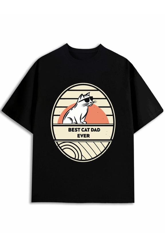 Best Cat Dad Ever T-Shirt Men comfort colors tshirt black casual limited edition Tropical Beach Day Holiday T-Shirt Casual Unisex Shirt Graphic tshirts