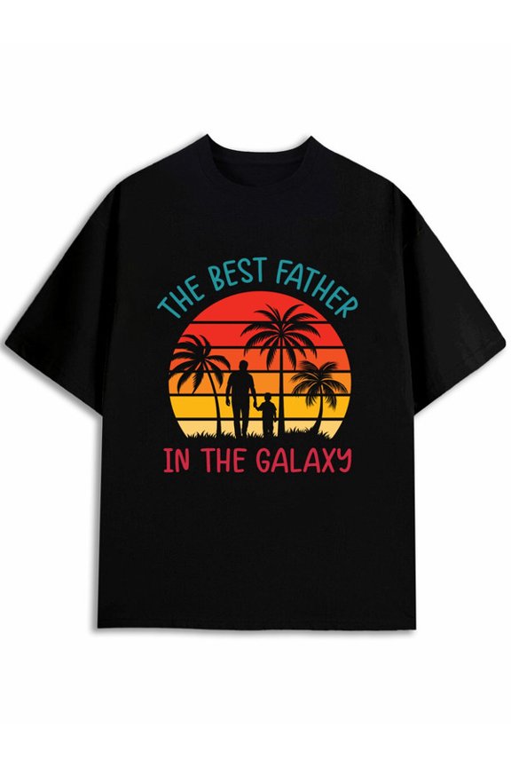 Best Father Galaxy T-Shirt For men printed t-shirt black graphic 2026 Hip-hop street style Casual Unisex Shirt Graphic Tee tshirts Classic Unisex Shirt Printed tshirts