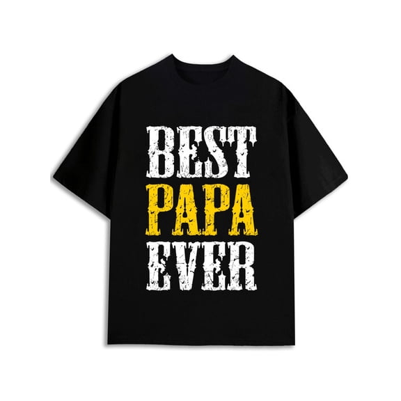 Greenink Best Papa Ever T-Shirt men's Crew neck T-shirts black elegant elegantly spring and summer clothing Fashion Unisex Shirt Graphic tshirts
