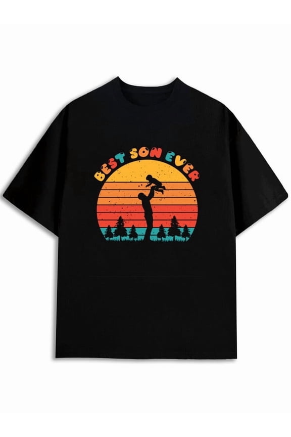 Best Son Ever Sunset T-Shirt men round neck T-shirt black short limited edition printed T-shirts, Streetwear style clothing Funny Unisex Shirt Cotton tshirts