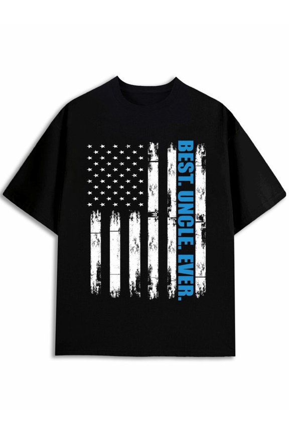 Best Uncle Ever Flag Tee For men Crew neck T-shirts black limited edition funny Wearable year-round Casual Unisex Shirt Cotton tshirts