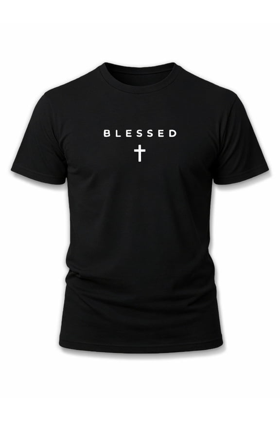 Blessed Cross Tee for men funny t shirts black graphic tees elegant For summer Casual Daily Wear Funny Unisex Shirt Cotton tshirts