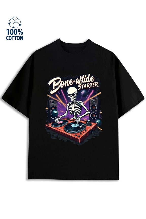 Bone-A-Fide Starter mens rock black Spring and summer clothing music style joyful Retro Unisex Shirt Graphic Tee tshirts Casual Unisex Shirt Graphic tshirts