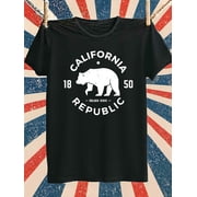 Greenink California Republic Bear Tee mens round neck T-shirt black top graphic tees Everyday and weekend wear Classic Unisex Shirt Graphic Tee tshirts