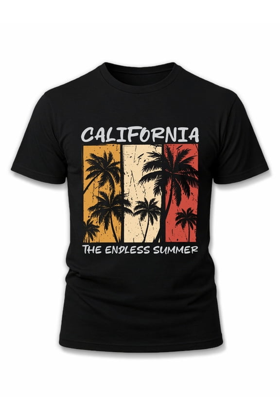 California Summer Vibes Tee Men's t-shirts black top funny spring and summer clothing Comfortable loose T-shirt Vintage Unisex Shirt Graphic tshirts