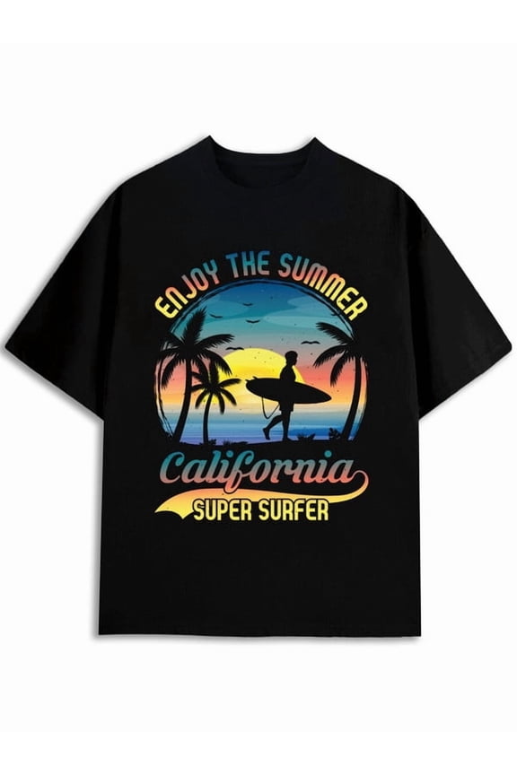California Surfing Summer Tee Men printed t-shirt black gifts summer Daily and weekend wear Retro Unisex Shirt Graphic Tee tshirts
