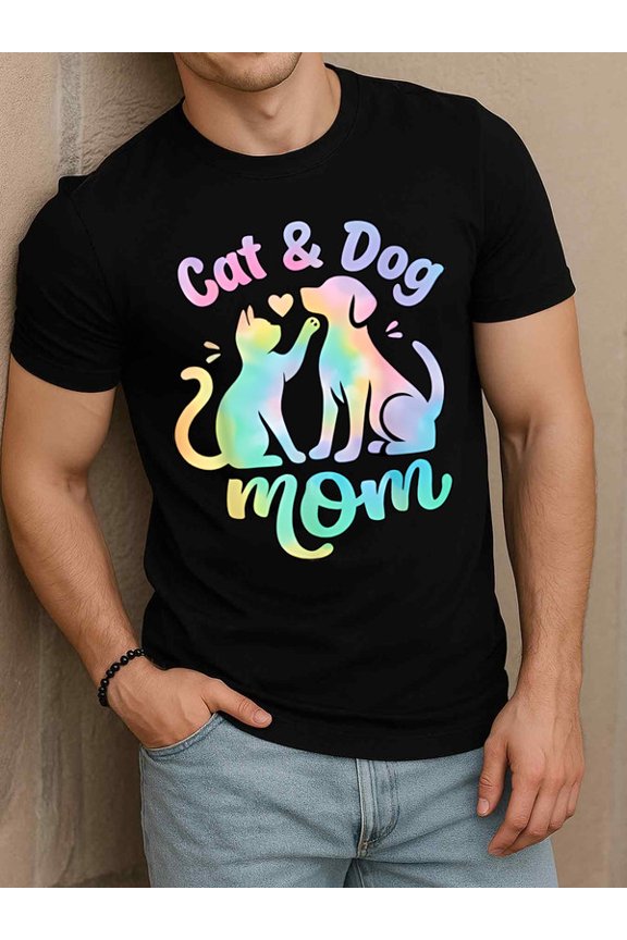 Cat & Dog Mom Pride Tee men t-shirt black short elegant Wearable year-round Hip-hop street style Unique Design Unisex Shirt Short Sleeve tshirts